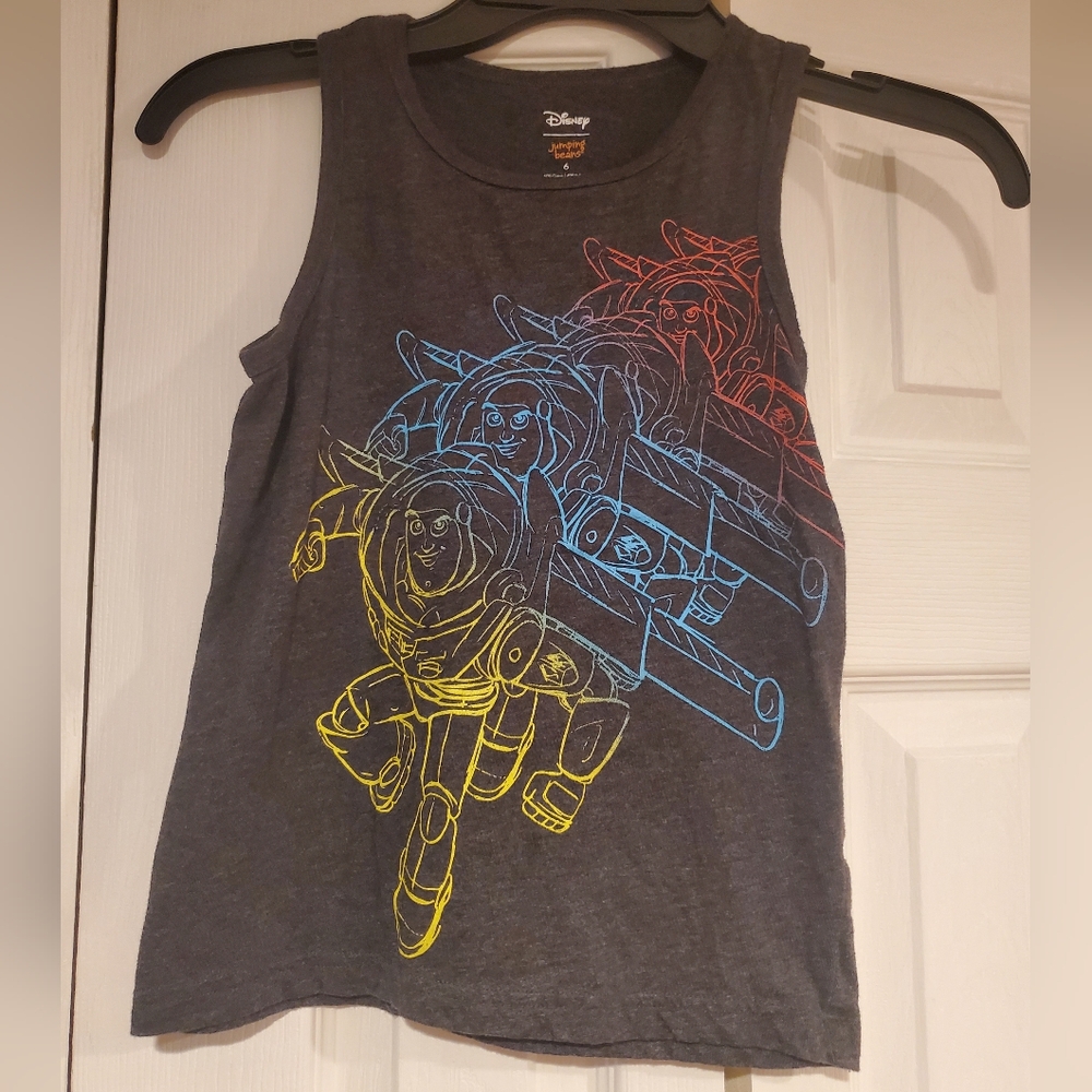 Disney Buzz Lightyear Kids Tank Top - Gray With Multiple Colors Size 6